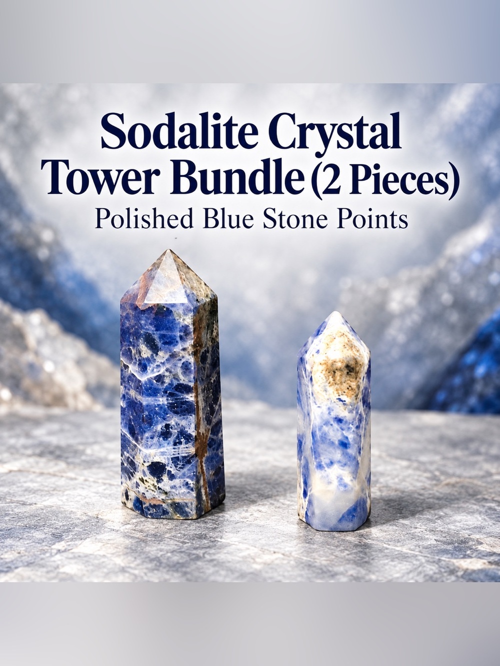 Sodalite Crystal Tower Bundle (2 Pieces) – Polished Blue Stone Points